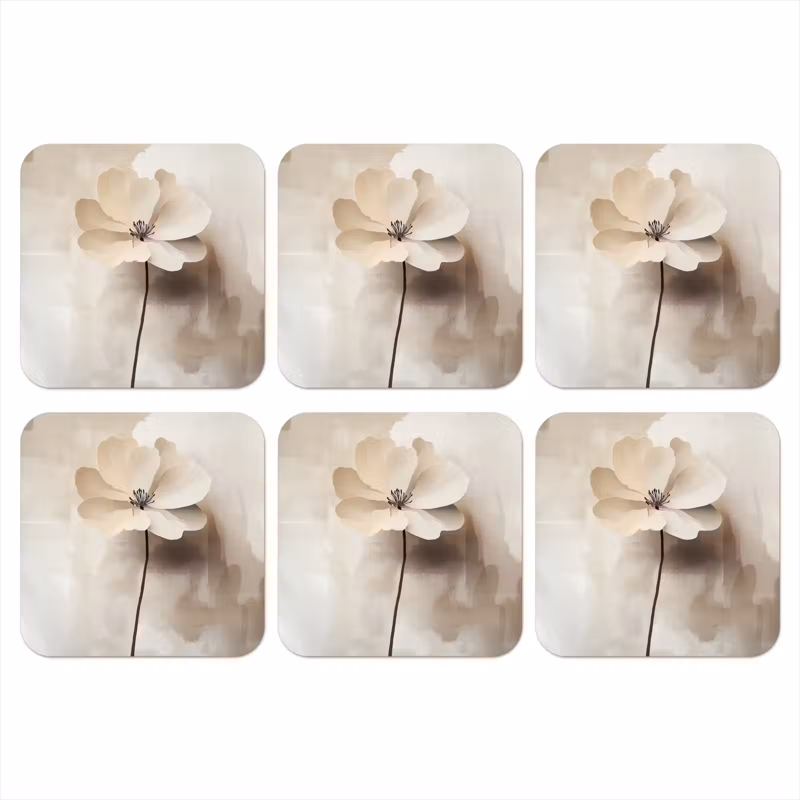 Onderzetter - Bloem - Beige - Verf - Schaduw — 1