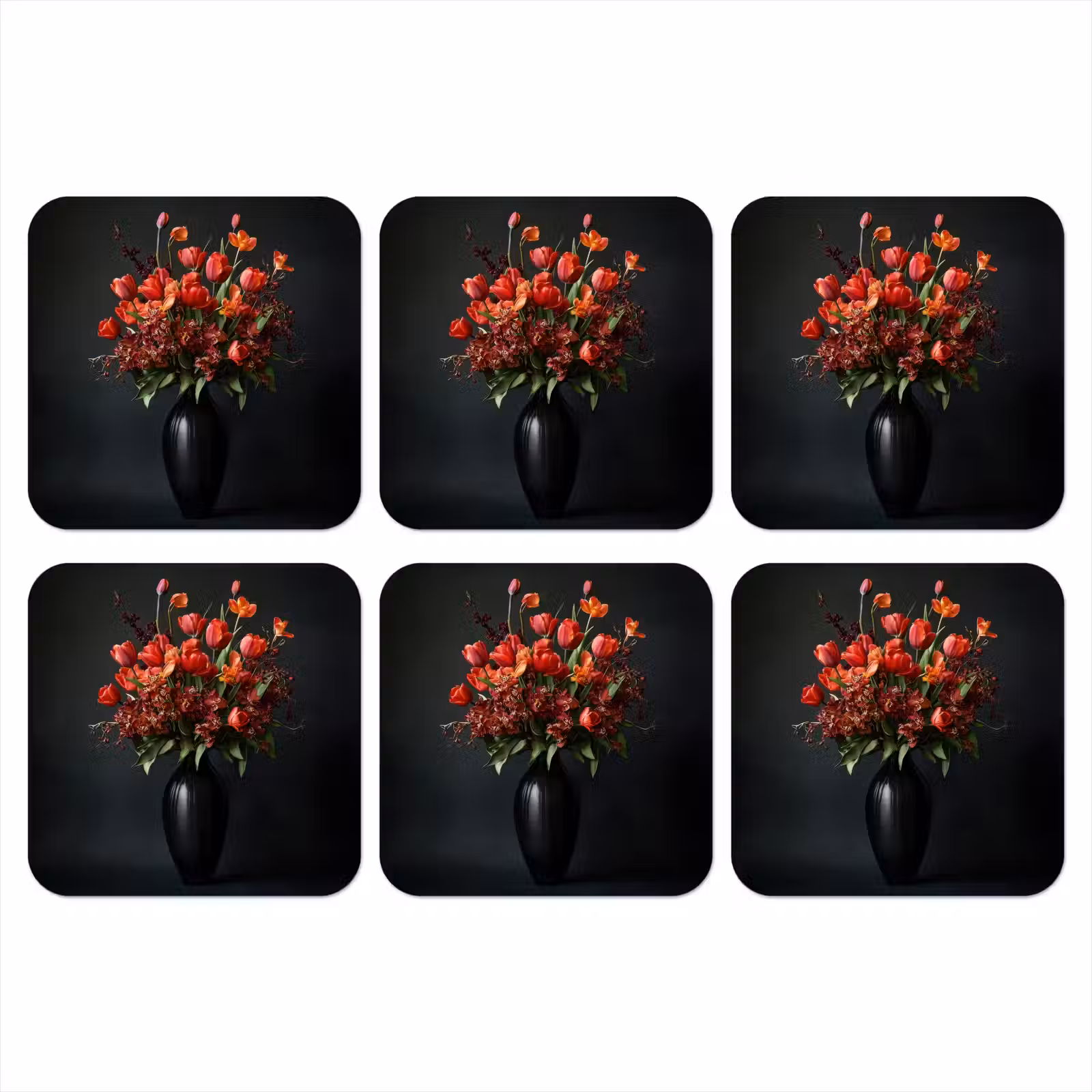 Onderzetter - Boeket - Tulpen - Vaas - Rood — 1