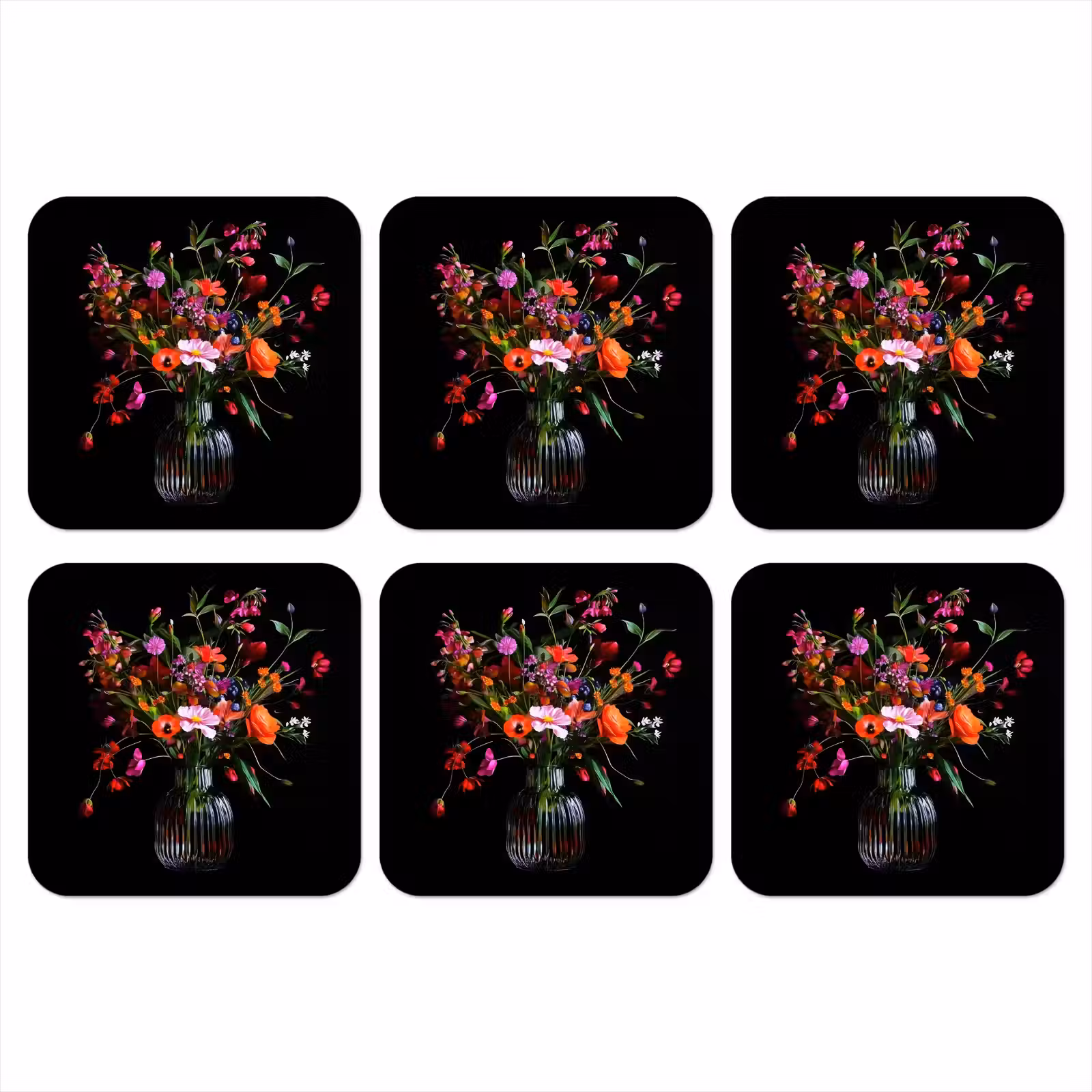 Onderzetter - Boeket - Veldbloemen - Vaas — 1