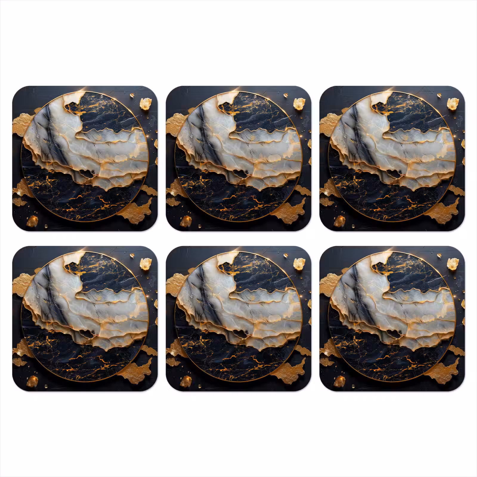 Onderzetter - Kunst - Goud - Zwart - Modern - Abstract — 1
