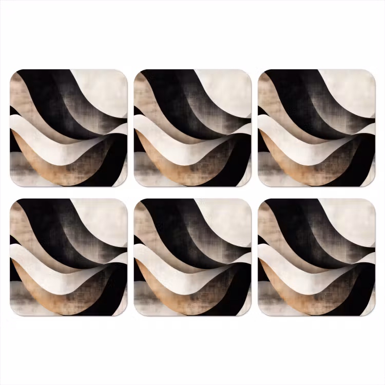 Onderzetter - Abstract - Golven - Zwart - Verweerd — 1