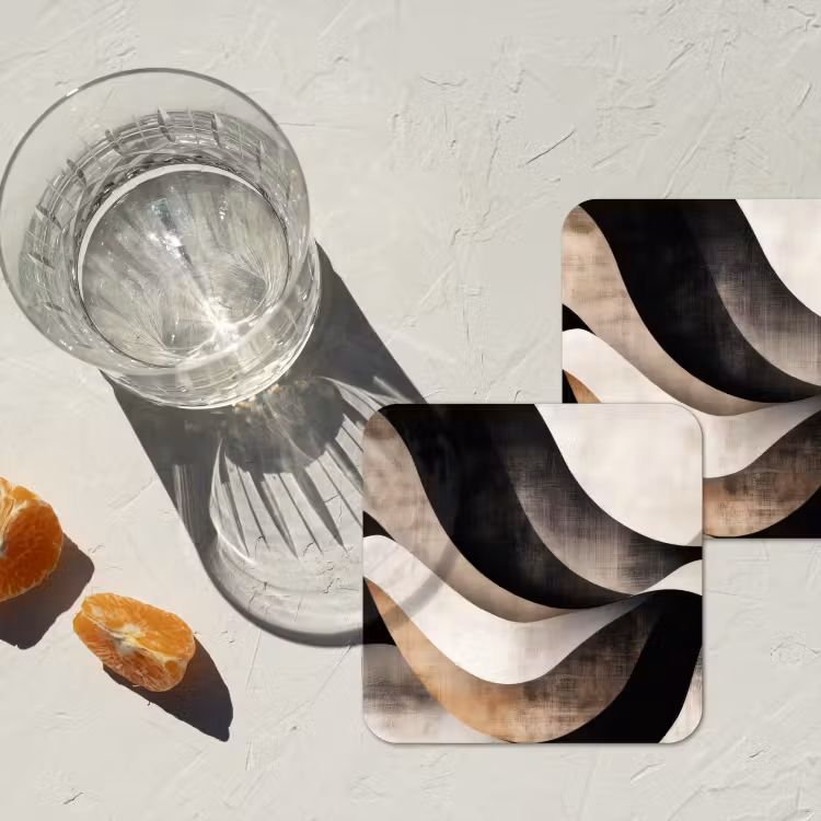 Onderzetter - Abstract - Golven - Zwart - Verweerd — 3