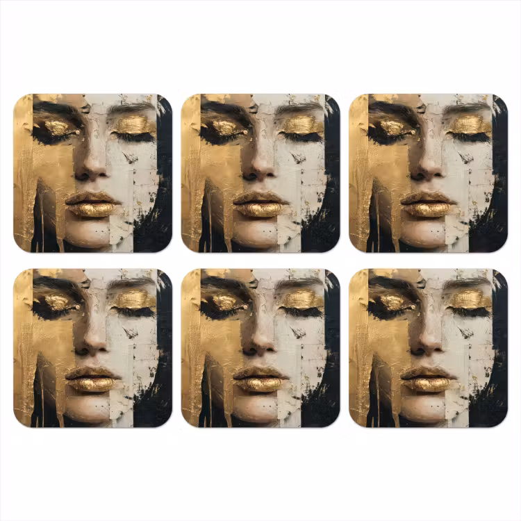 Onderzetter - Abstract - Goud - Gezicht - Lippen — 1