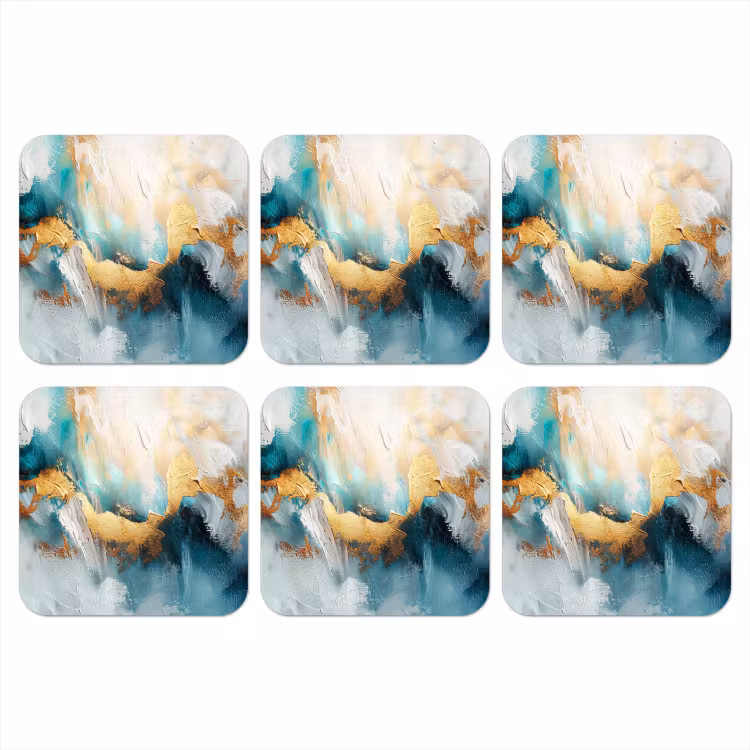 Onderzetter - Abstract - Kunst - Gold - Blauw — 1
