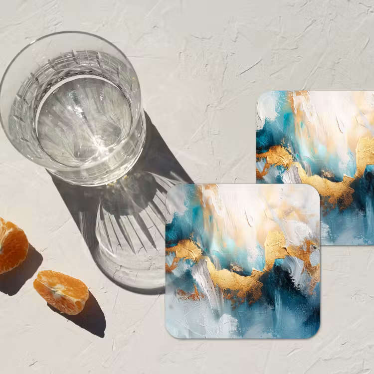 Onderzetter - Abstract - Kunst - Gold - Blauw — 3