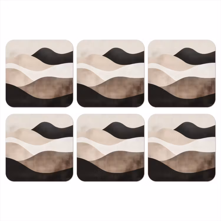 Onderzetter - Abstract - Landschap - Golven - Crèmekleur — 1