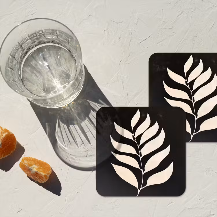 Onderzetter - Blad - Wit - Minimalistisch — 3