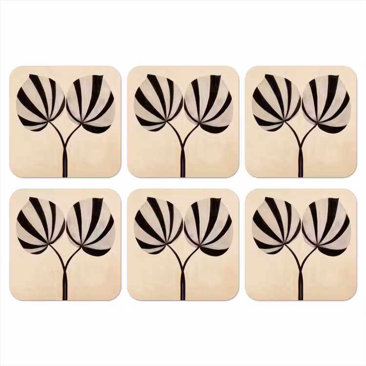 Onderzetter - Bladeren - Gestreept - Stengel - Beige — 1