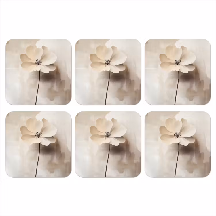 Onderzetter - Bloem - Beige - Verf - Schaduw — 1