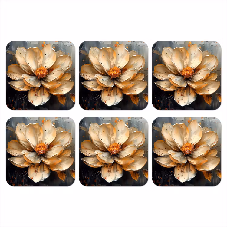 Onderzetter - Bloemen - Goud - Kunst - Zwart - Modern — 1