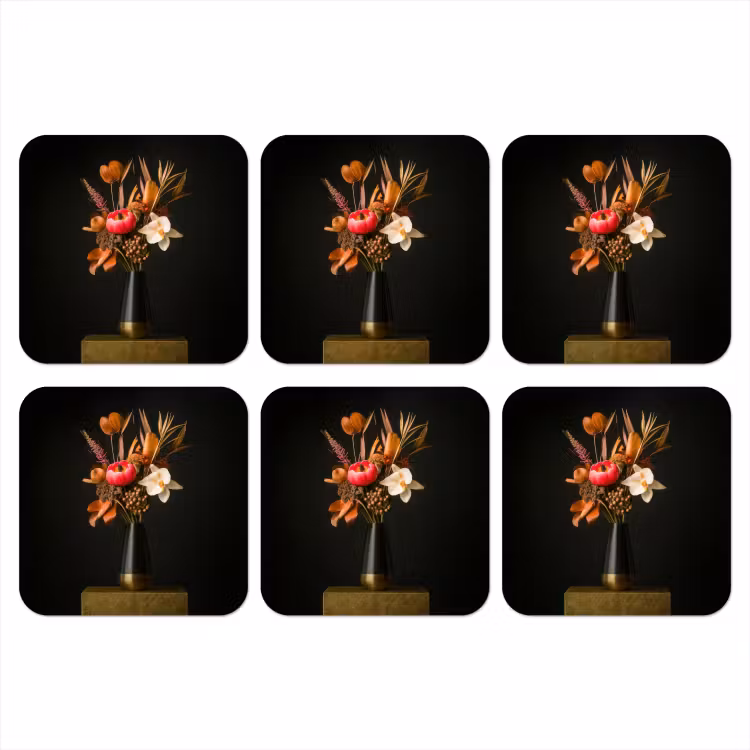 Onderzetter - Boeket - Oranje - Gouden - vaas — 1