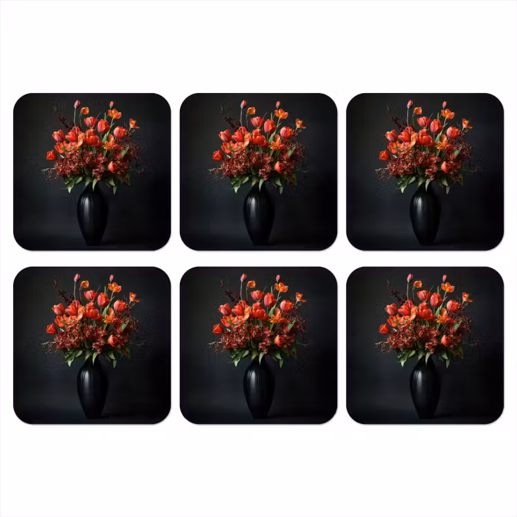 Onderzetter - Boeket - Tulpen - Vaas - Rood — 1