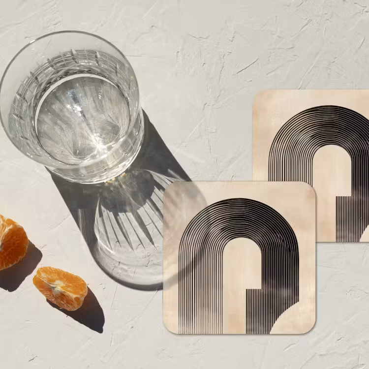 Onderzetter - Boog - Strepen - Minimalistisch - Zwart — 3