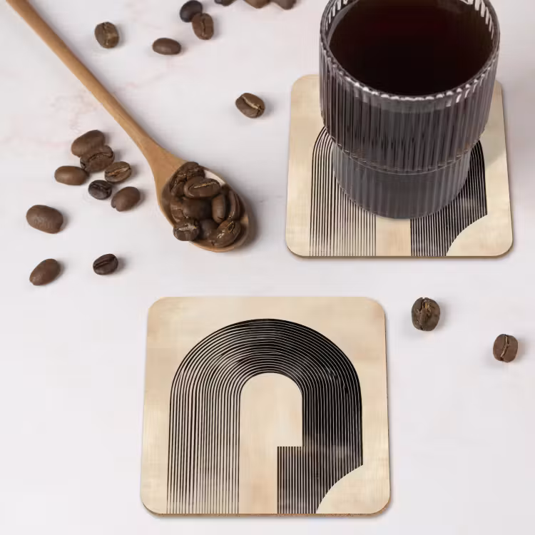 Onderzetter - Boog - Strepen - Minimalistisch - Zwart — 4