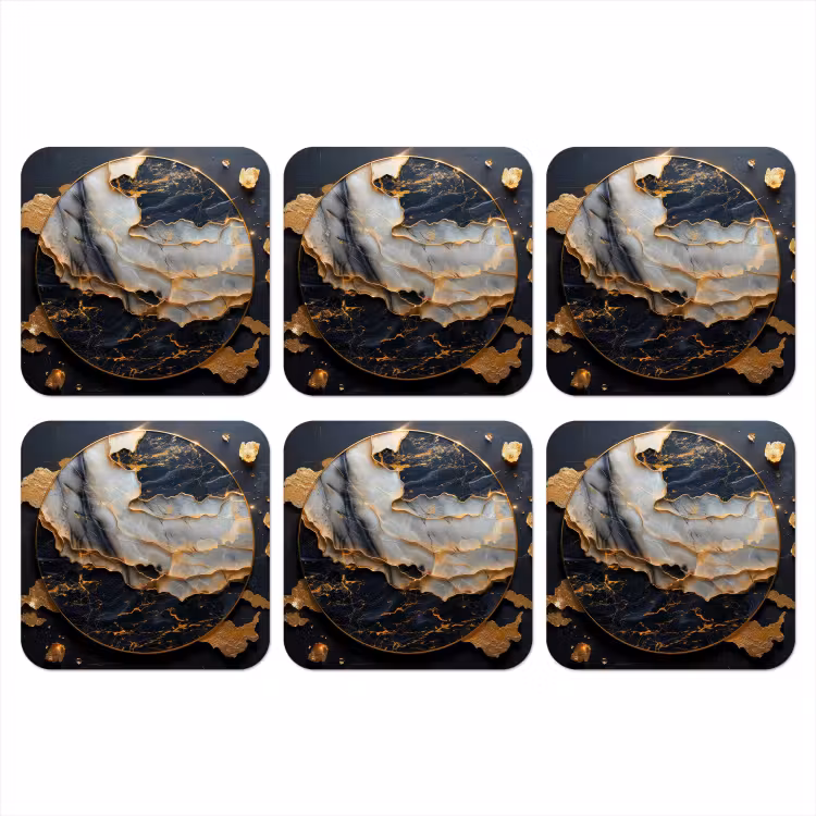 Onderzetter - Kunst - Goud - Zwart - Modern - Abstract — 1