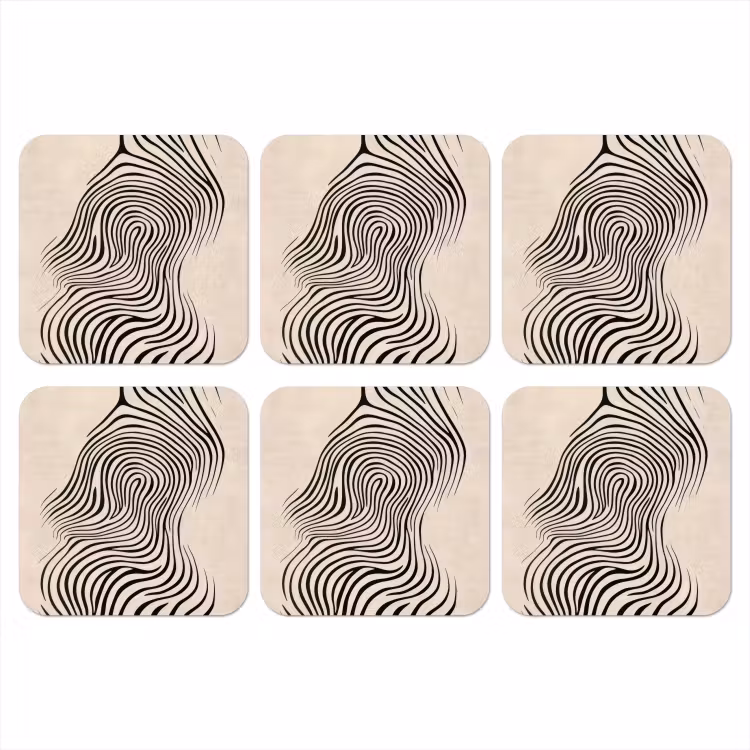 Onderzetter​ - Lijnen - Abstract - Golvend - Zwart — 1