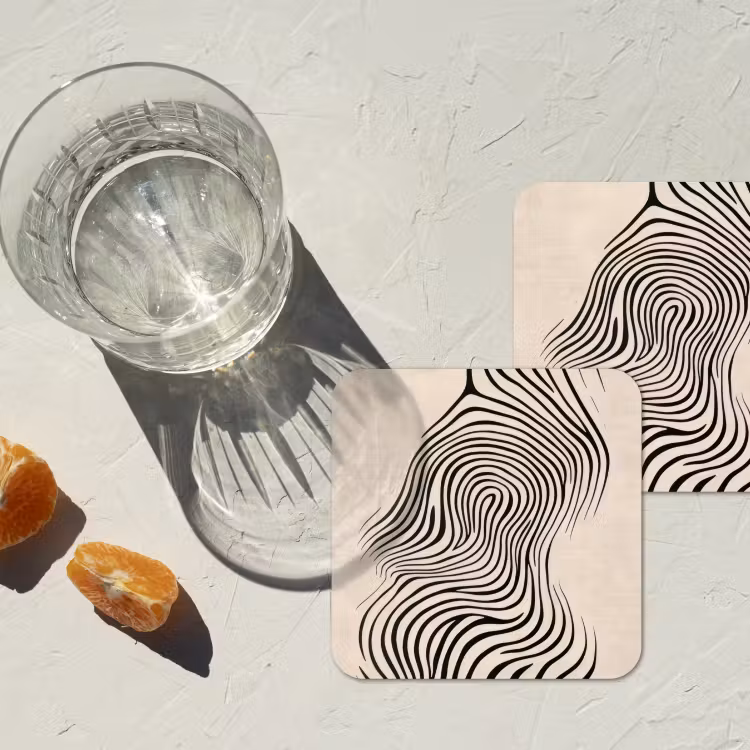 Onderzetter​ - Lijnen - Abstract - Golvend - Zwart — 3