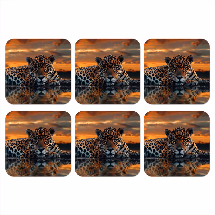 Onderzetter - Natuur - Luipaard - Dier - Zonsondergang - Modern — 1