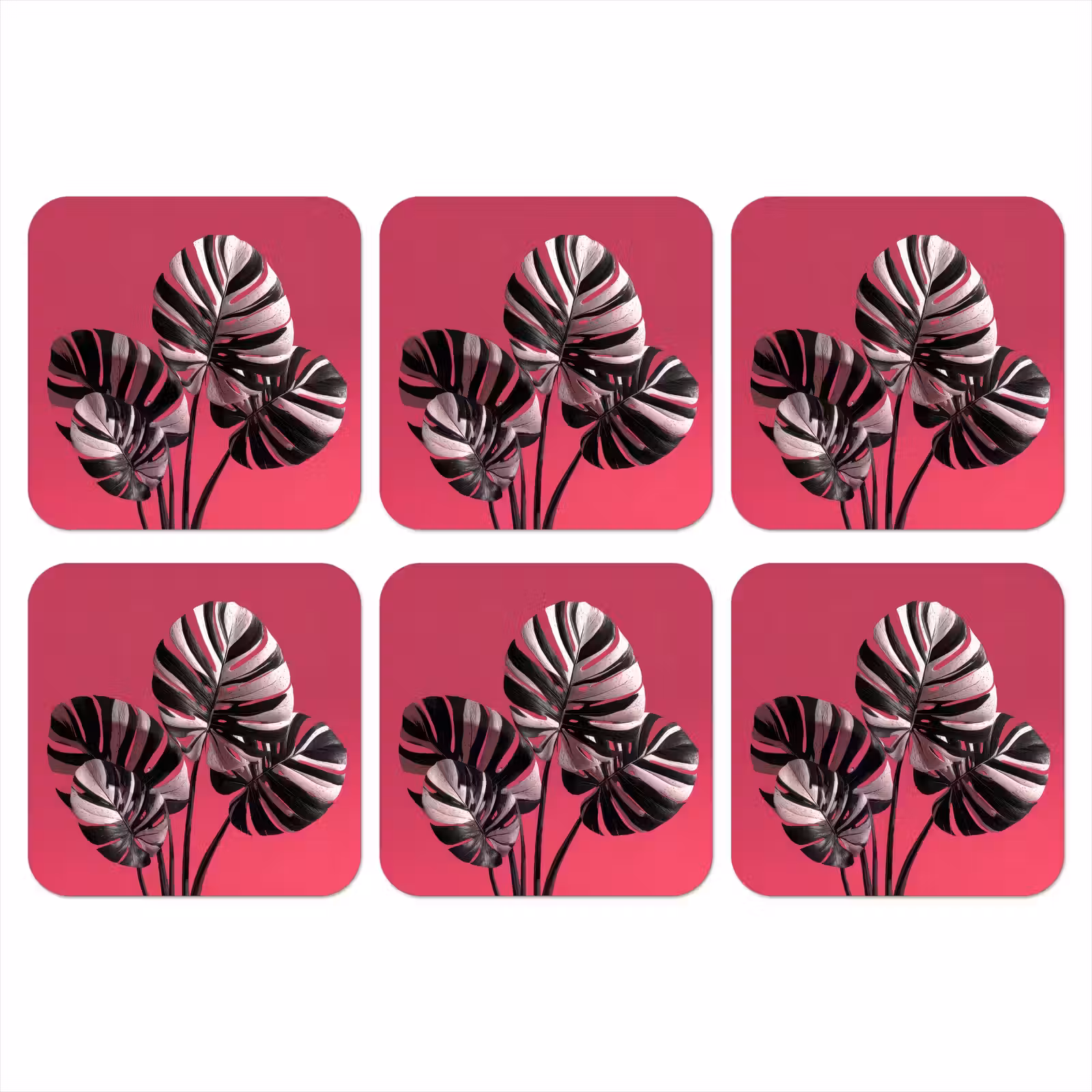 Onderzetter - Bladeren - Rond - Roze — 1