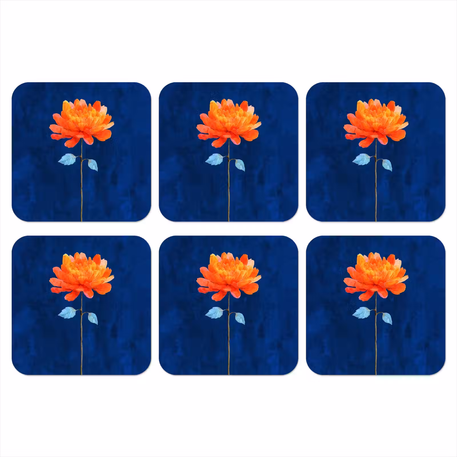 Onderzetter - Bloem - Oranje - Bladeren — 1