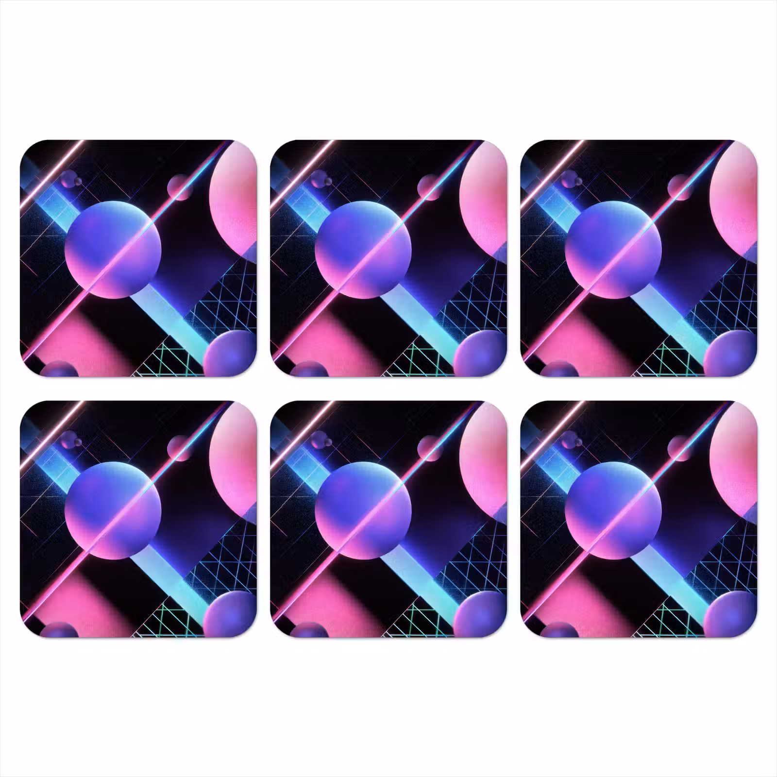 Onderzetter - Bollen - Neon - Lijnen - Roze — 1