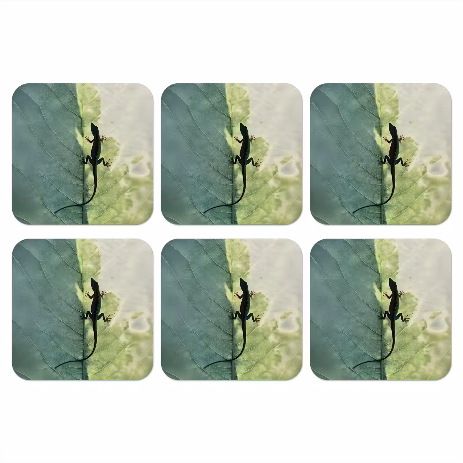 Onderzetter - Hagedis - Blad - Nerven - Groen — 1