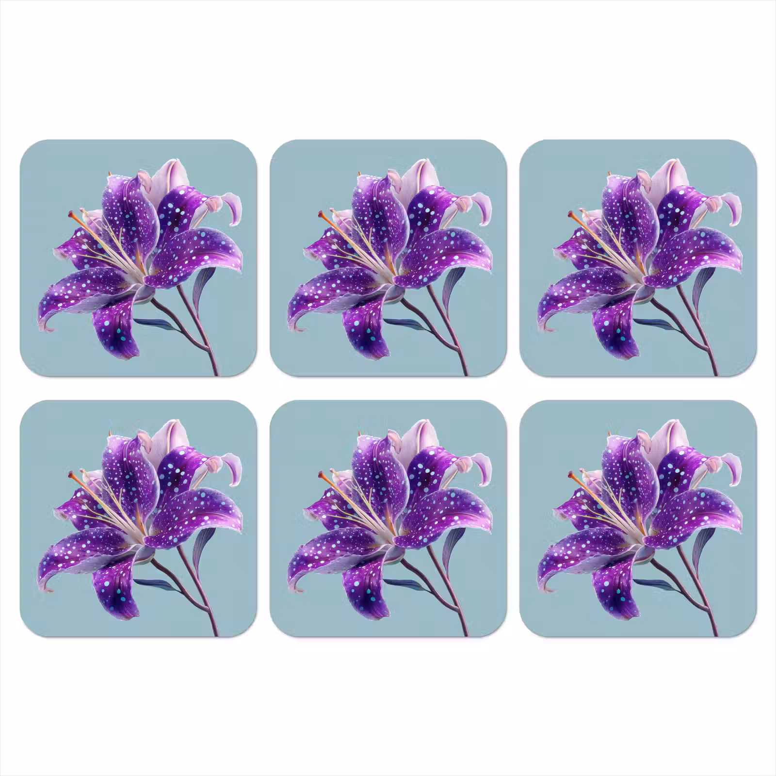 Onderzetter - Lelie - Bloem - Paars - Stippen — 1