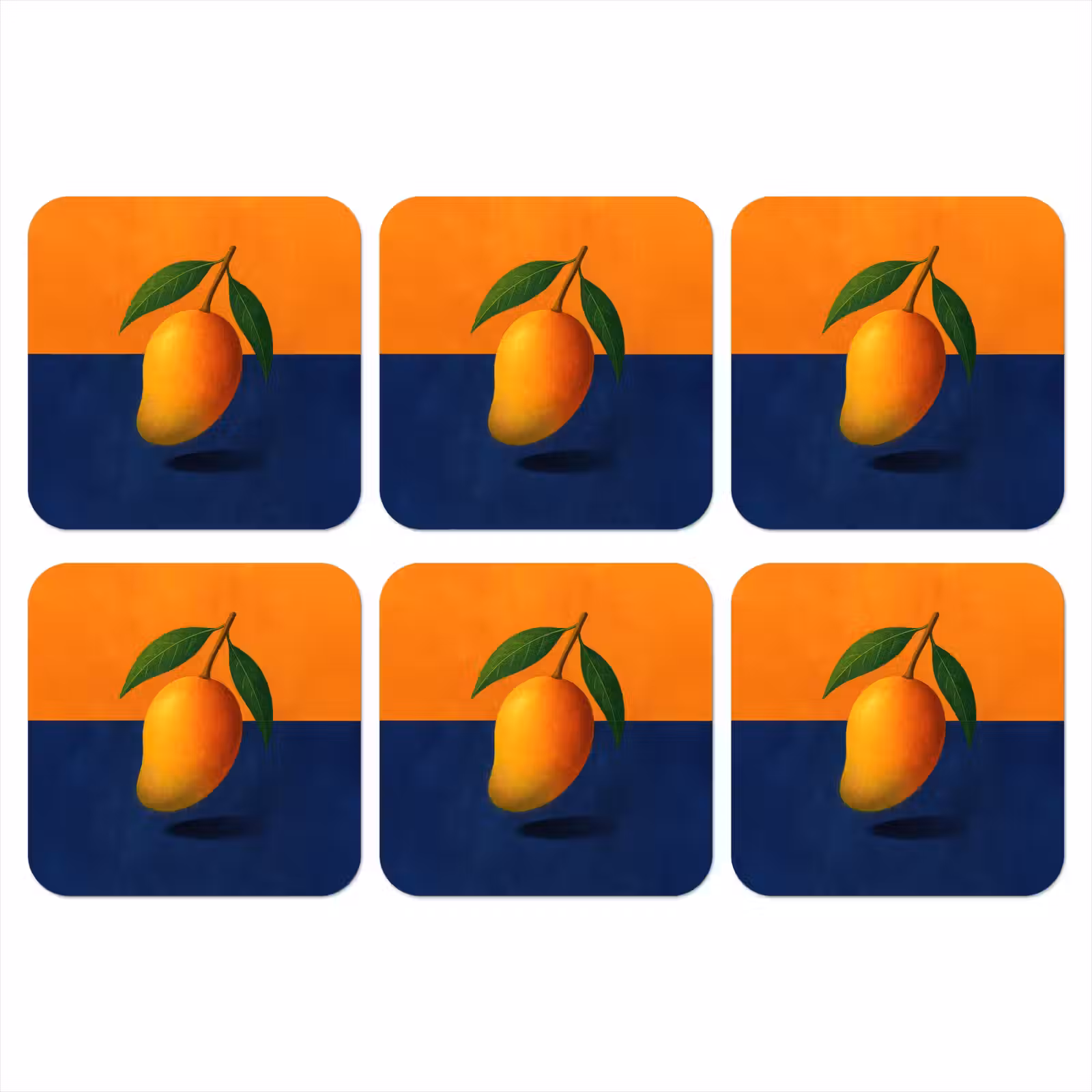 Onderzetter - Mango - Vlakken - Bladeren - Oranje — 1