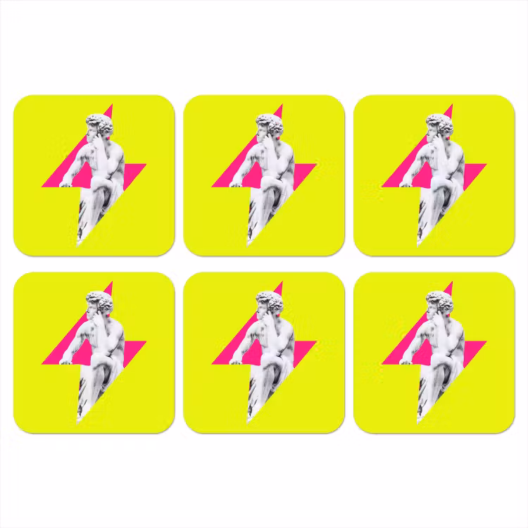 Onderzetter - Beeld - Man - Bliksemschicht - Geel — 1