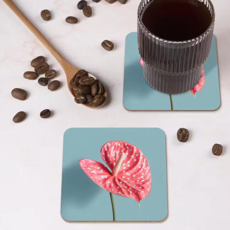 Onderzetter​ - Blad - Anthurium - Stippen - Roze — 4