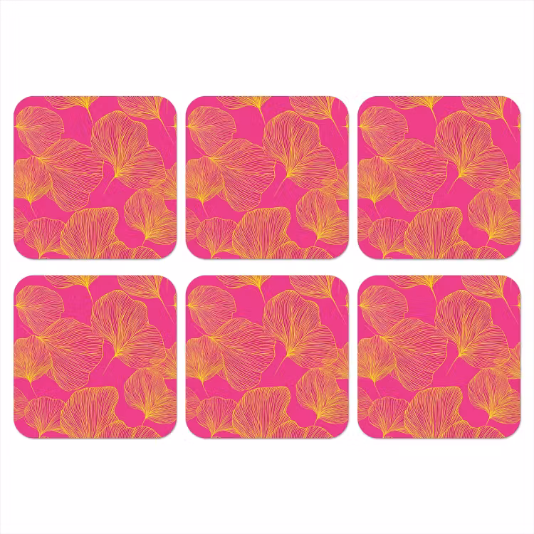Onderzetter - Bladeren - Nerven - Grafisch - Roze — 1