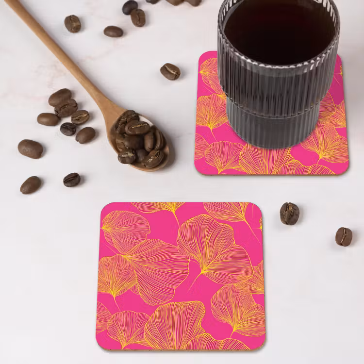 Onderzetter - Bladeren - Nerven - Grafisch - Roze — 4