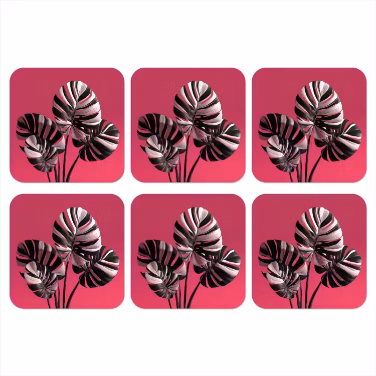 Onderzetter - Bladeren - Rond - Roze — 1