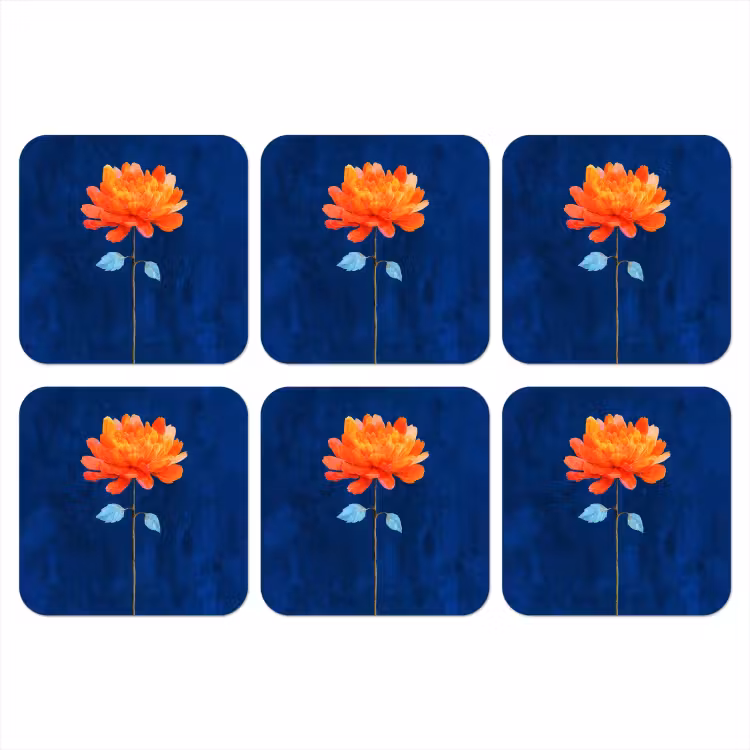Onderzetter - Bloem - Oranje - Bladeren — 1
