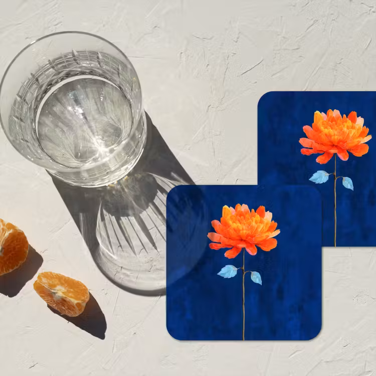 Onderzetter - Bloem - Oranje - Bladeren — 3