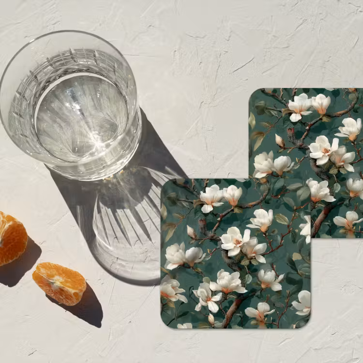 Onderzetter - Bloemen - Takken - Wit - Klassiek — 3