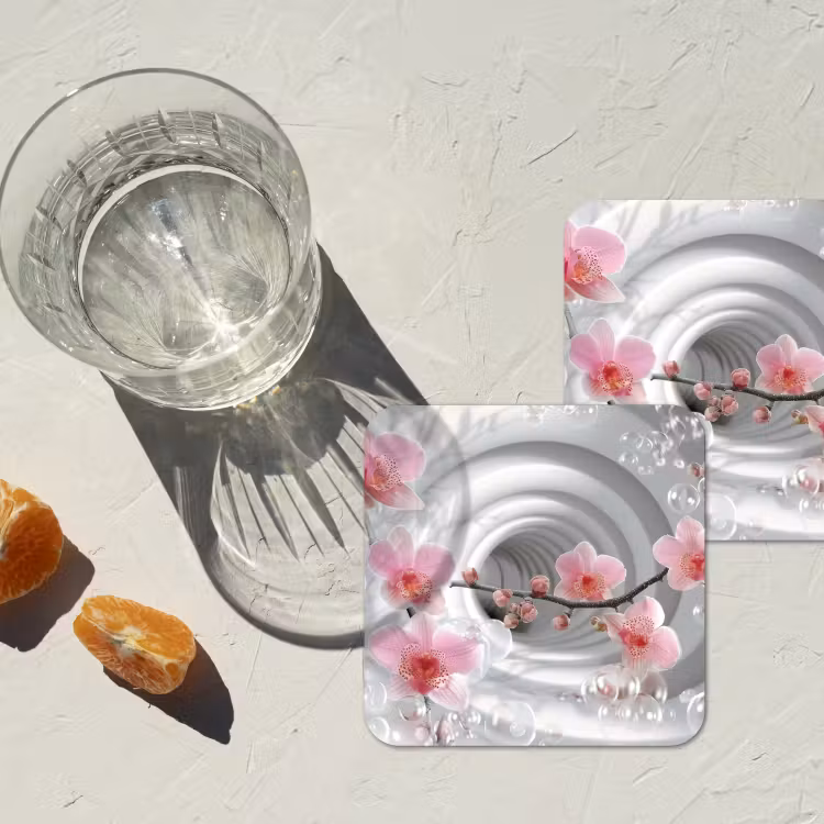 Onderzetter - Bloemen - Tunnel - Abstact - 3D effect — 3