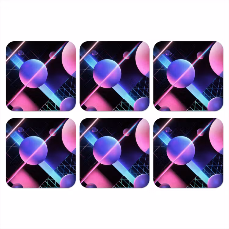 Onderzetter - Bollen - Neon - Lijnen - Roze — 1
