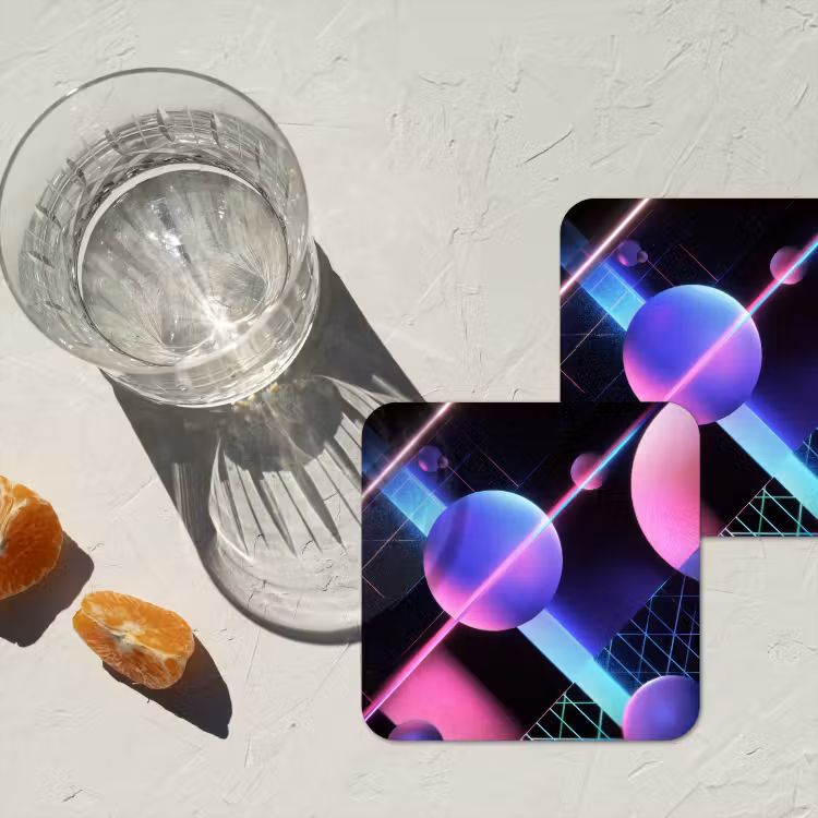 Onderzetter - Bollen - Neon - Lijnen - Roze — 3
