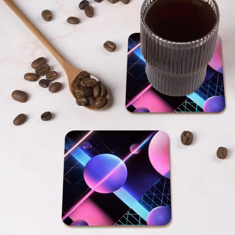 Onderzetter - Bollen - Neon - Lijnen - Roze — 4