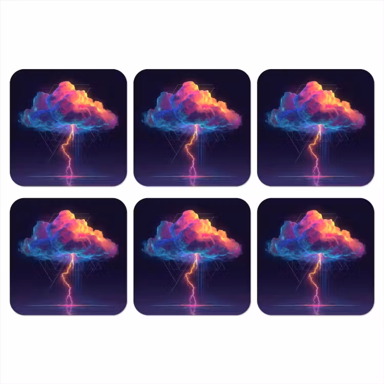 Onderzetter - Donderwolk - Bliksemschicht - Licht - Blauw — 1