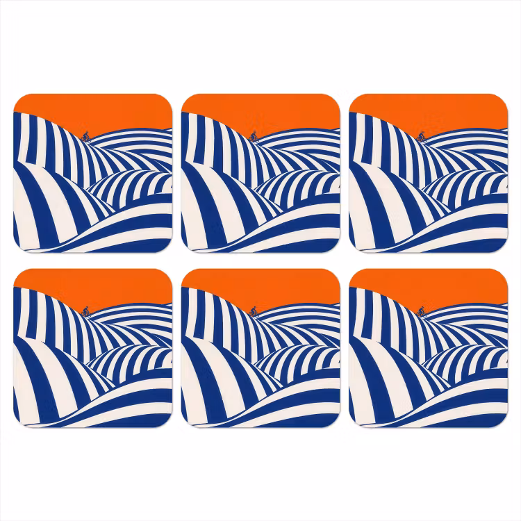 Onderzetter - Fietser - Heuvels - Strepen - Blauw — 1