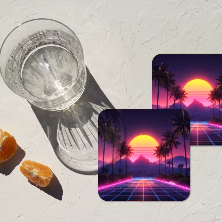 Onderzetter - Horizon - Palmbomen - Bergen - Geel — 3