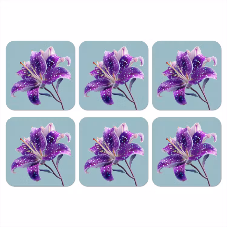 Onderzetter - Lelie - Bloem - Paars - Stippen — 1
