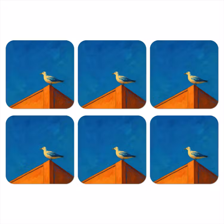 Onderzetter - Meeuw - Gebouw - Lucht - Geschilderd — 1