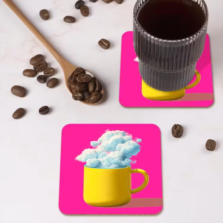 Onderzetter - Mok - Wolken - Roze - Minimalitisch — 4
