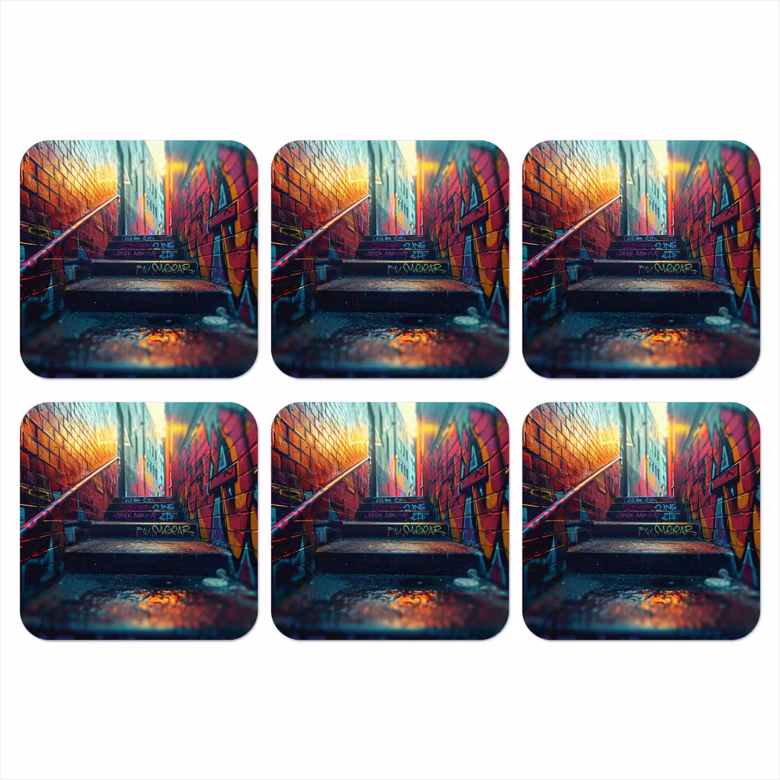 Onderzetter - Architectuur - Neon - Trap - Graffiti — 1