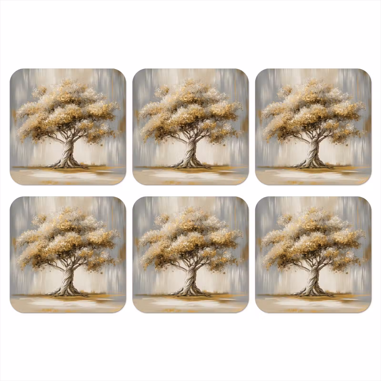 Onderzetter - Boom - Bladeren - Abstract - Wit — 1
