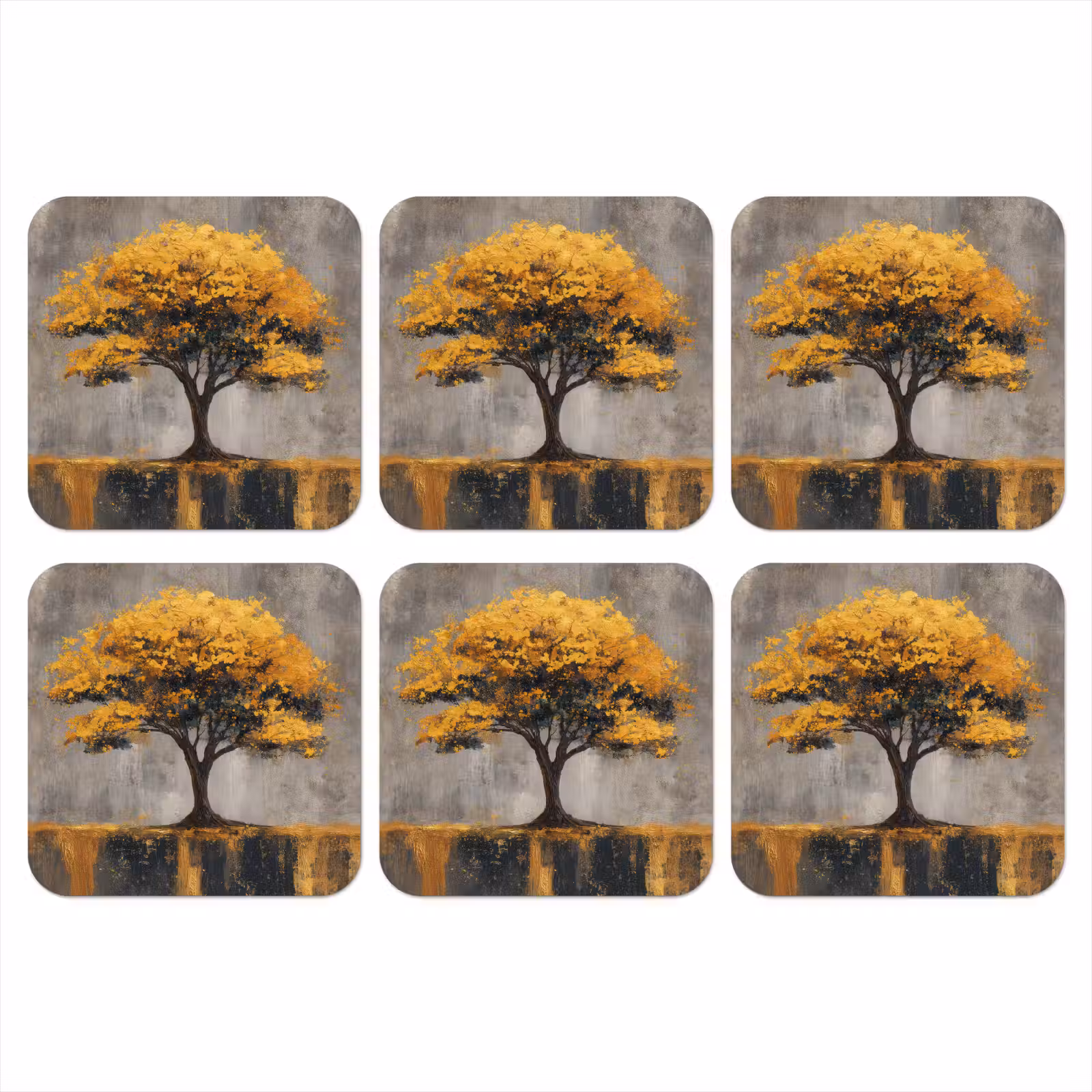 Onderzetter - Boom - Bladeren - Goud - Abstract — 1