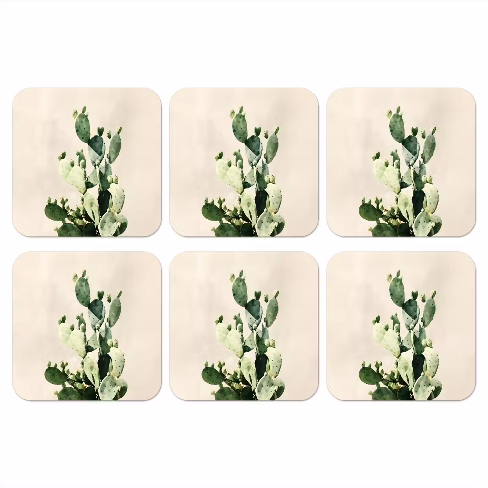 Onderzetter - Cactus - Groen - Minimalistisch — 1